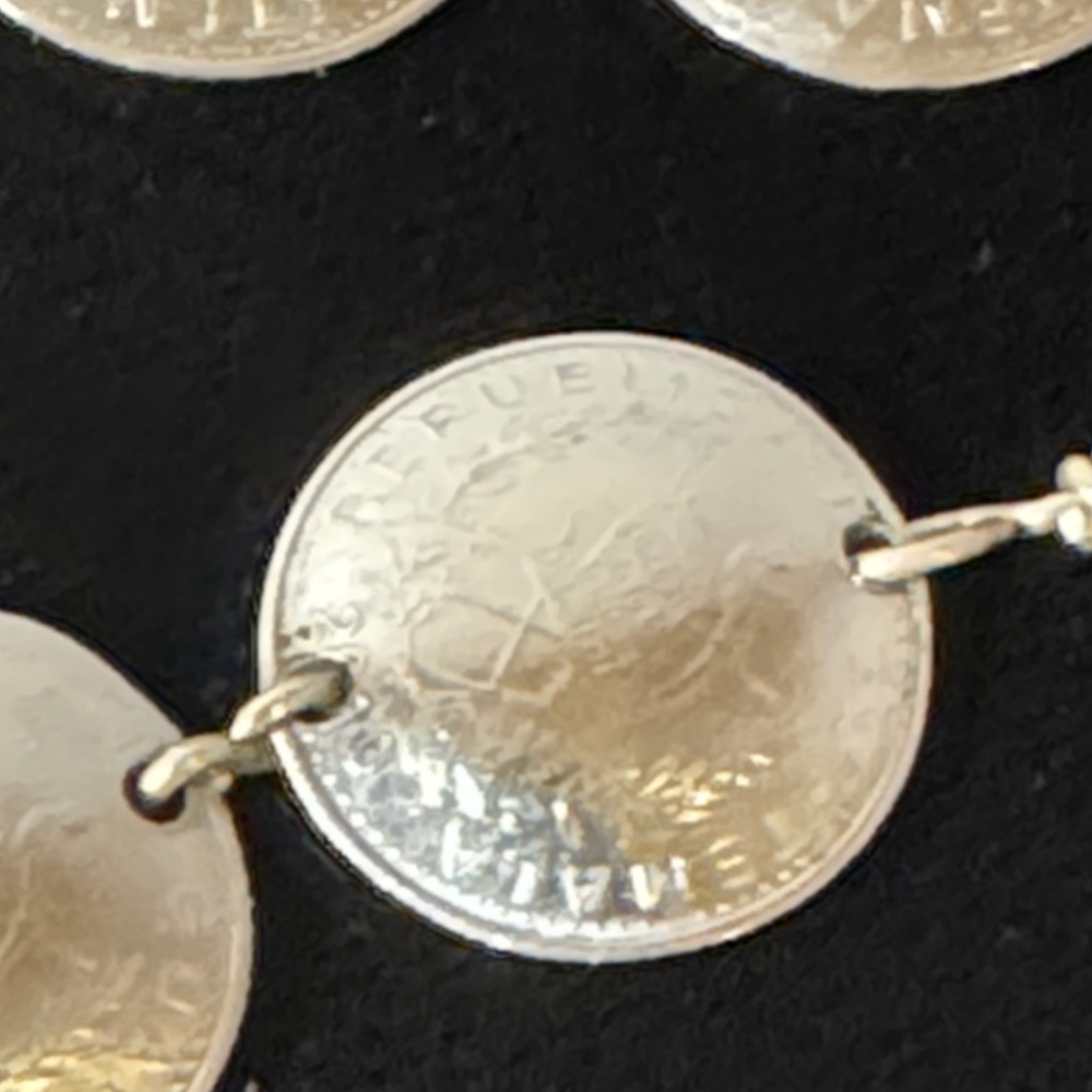 VINTAGE Republic of Guatemala Handcrafted Silver Gold Coin Necklace 90s Eclectic - Picture 12 of 14